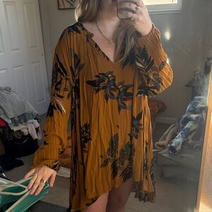 Floral Mustard Long Sleeve Free People Dress